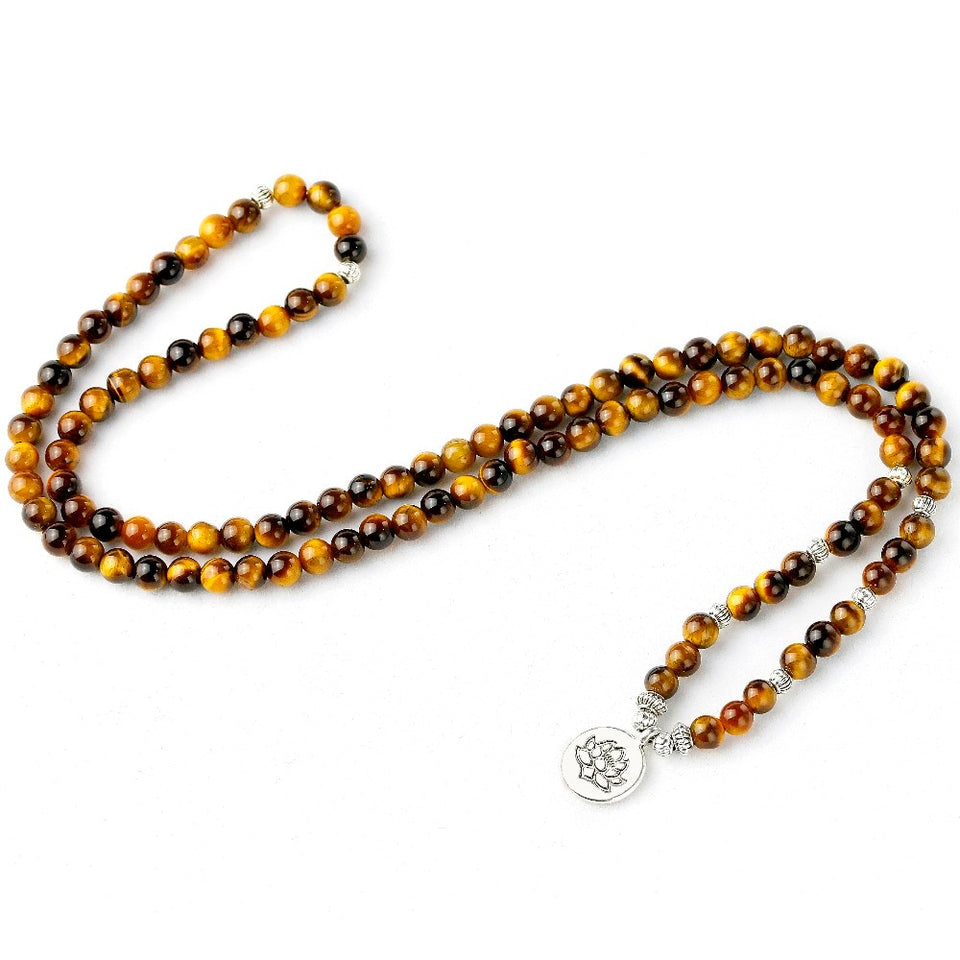 Natural A Grade Tiger Eye Stone 108 Mala Beads Bracelet or Necklace Energy Stone Yoga Mediation For Female Men Male Jewelry