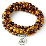 Natural A Grade Tiger Eye Stone 108 Mala Beads Bracelet or Necklace Energy Stone Yoga Mediation For Female Men Male Jewelry