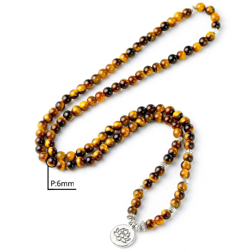 Natural A Grade Tiger Eye Stone 108 Mala Beads Bracelet or Necklace Energy Stone Yoga Mediation For Female Men Male Jewelry