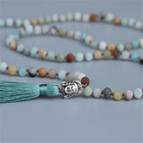 6mm Natural Amazonite 108 Beads Tassels knot Necklace pray Wrist fengshui Hot classic spirituality Buddhism Handmade Chakas Ruyi
