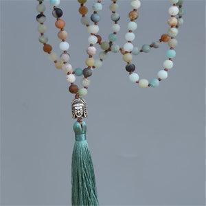 6mm Natural Amazonite 108 Beads Tassels knot Necklace pray Wrist fengshui Hot classic spirituality Buddhism Handmade Chakas Ruyi