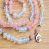 6mm Natural moonstone Pink 108 Mala Bracelet Healing chain Hot Bless pray  Wristband Wrist yoga cuff Veins spirituality