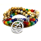 7 Chakra Healing Balance Bracelet Picture Stone Gem Yoga Reiki Prayer Stone Charms 108 Bead Bracelet Multilayer Bangle Women Men