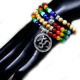 7 Chakra Healing Balance Bracelet Picture Stone Gem Yoga Reiki Prayer Stone Charms 108 Bead Bracelet Multilayer Bangle Women Men