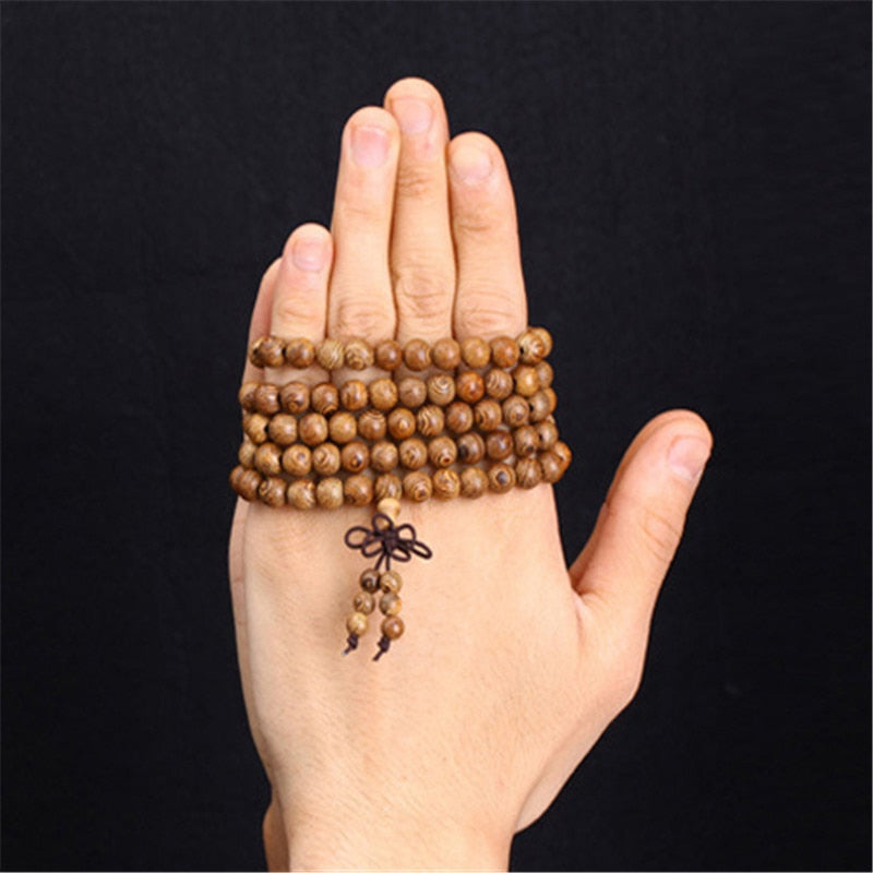 8 cm 108 Beads Sandalwood Rosary Bracelets Men Jewelry Prayer pulsera hombre High Quality Natural Wood Beaded Bracelet For Women