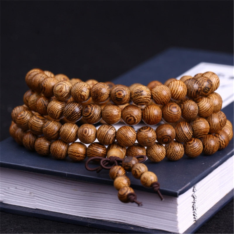 8 cm 108 Beads Sandalwood Rosary Bracelets Men Jewelry Prayer pulsera hombre High Quality Natural Wood Beaded Bracelet For Women