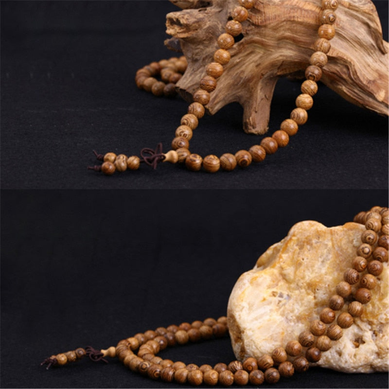 8 cm 108 Beads Sandalwood Rosary Bracelets Men Jewelry Prayer pulsera hombre High Quality Natural Wood Beaded Bracelet For Women