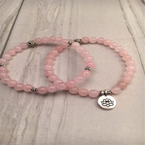 8MM Natural 108 quartz rose Bracelet Healing mala Lucky new  yoga Handmade Meditation natural pray Wrist Sutra Bless