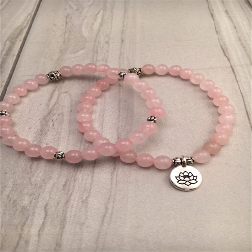 8MM Natural 108 quartz rose Bracelet Healing mala Lucky new  yoga Handmade Meditation natural pray Wrist Sutra Bless