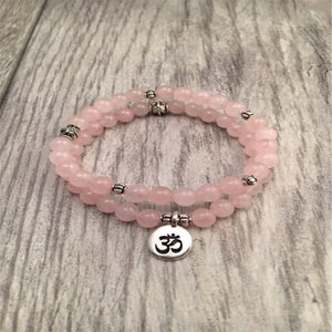 8MM Natural 108 quartz rose Bracelet Healing mala Lucky new  yoga Handmade Meditation natural pray Wrist Sutra Bless