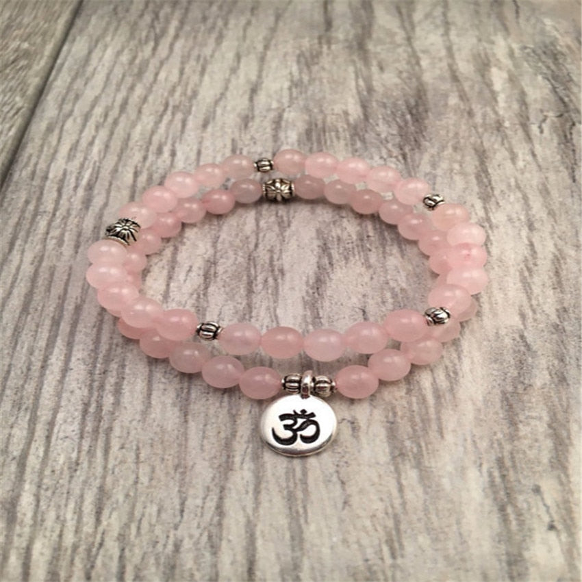8MM Natural 108 quartz rose Bracelet Healing mala Lucky new  yoga Handmade Meditation natural pray Wrist Sutra Bless