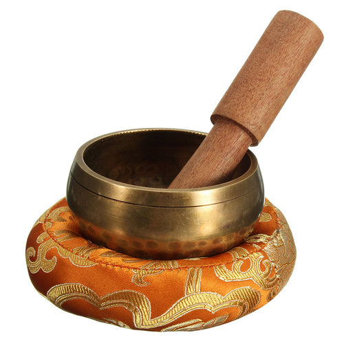 8cm Hand Hammered Chakra Tibetan Singing Bowl Set Wood Sticker Mat for Meditation Yoga Buddhism Gifts Home Decor Crafts