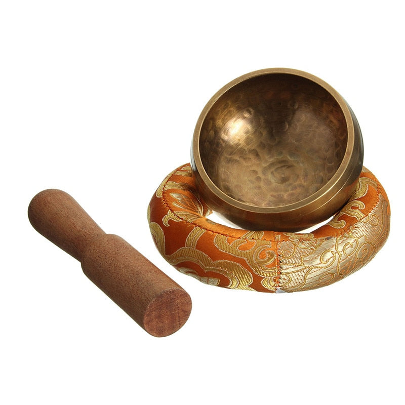 8cm Hand Hammered Chakra Tibetan Singing Bowl Set Wood Sticker Mat for Meditation Yoga Buddhism Gifts Home Decor Crafts