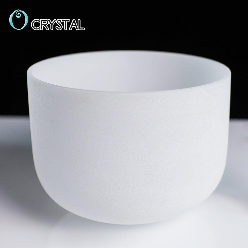 Chakra Frosted Quartz Crystal Singing Bowl 8'' Meditation + Suede Sticker included
