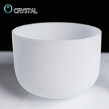 Chakra Frosted Quartz Crystal Singing Bowl 8'' Meditation + Suede Sticker included