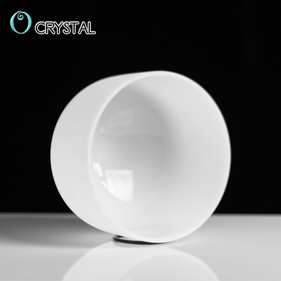 Chakra Frosted Quartz Crystal Singing Bowl 8'' Meditation + Suede Sticker included
