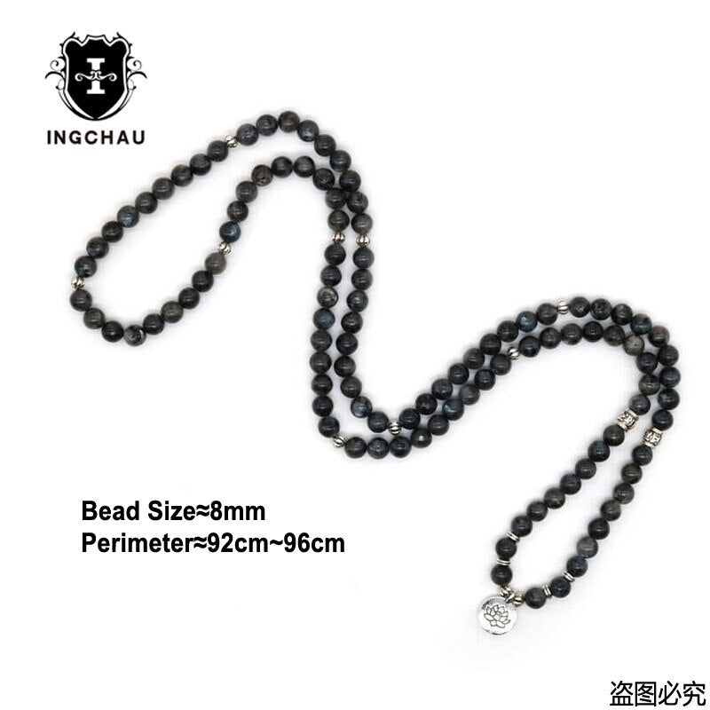 Buddhism Frosted Amazonite Bracelet Lotus Rosary 108 Prayer Beads Mala Bracelets or Necklace Women Tibetan Jewelry  BD-22