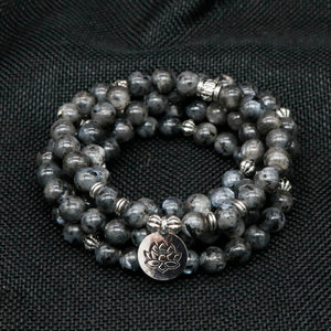 Buddhism Frosted Amazonite Bracelet Lotus Rosary 108 Prayer Beads Mala Bracelets or Necklace Women Tibetan Jewelry  BD-22