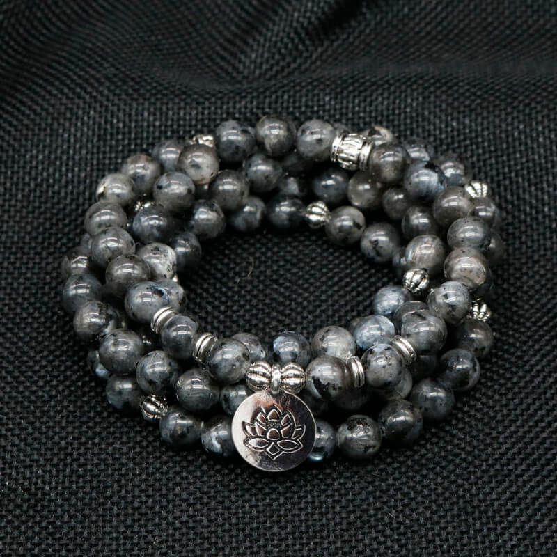 Buddhism Frosted Amazonite Bracelet Lotus Rosary 108 Prayer Beads Mala Bracelets or Necklace Women Tibetan Jewelry  BD-22