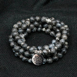 Buddhism Frosted Amazonite Bracelet Lotus Rosary 108 Prayer Beads Mala Bracelets or Necklace Women Tibetan Jewelry  BD-22