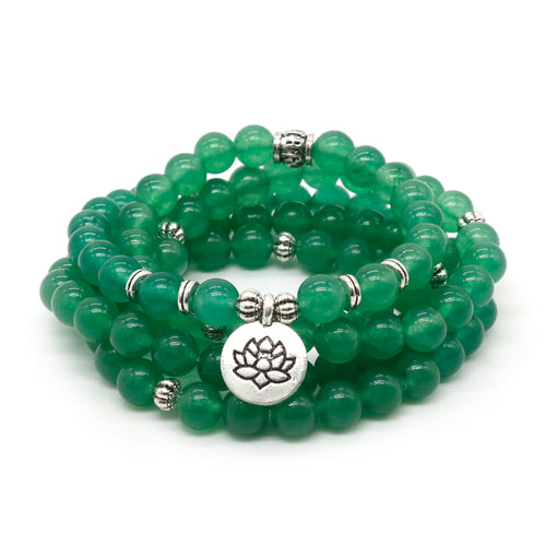 Buddhism Frosted Amazonite Bracelet Lotus Rosary 108 Prayer Beads Mala Bracelets or Necklace Women Tibetan Jewelry  BD-22