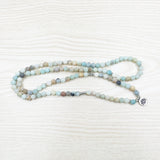 8mm Frosted matte Amazonite bracelet 108 Prayer beads Lotus om wrist Man 108 Amazonite Mala beads bracelet
