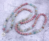 8mm Natural Rhodochrosite With Frosted Amazonite beads Strand Bracelet  Lotus OM Buddha Charm Yoga Bracelet 108 mala necklace