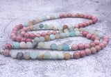 8mm Natural Rhodochrosite With Frosted Amazonite beads Strand Bracelet  Lotus OM Buddha Charm Yoga Bracelet 108 mala necklace