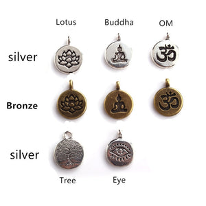 8mm Tiger Eye Stone Beads Strand Charm Chakra Bracelet or Necklace Yoga Lotus OM Buddha 108 Mala Bracelet for Men Women