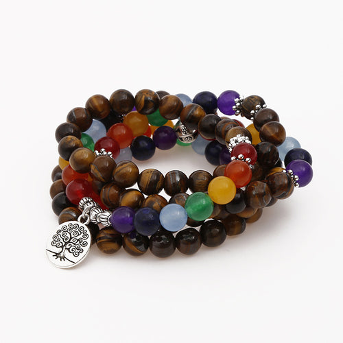 A Tiger Eye Beaded Bracelet Unise Mala 108 Buddha Healing Man Stone Beaded Bracelet