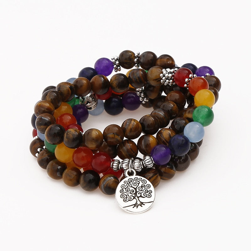 A Tiger Eye Beaded Bracelet Unise Mala 108 Buddha Healing Man Stone Beaded Bracelet