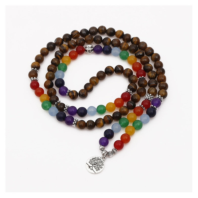 A Tiger Eye Beaded Bracelet Unise Mala 108 Buddha Healing Man Stone Beaded Bracelet