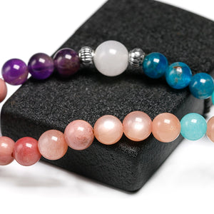 Apatite With Rhodochrosite Natural Stone Meditation Mala 108 Beads Handmade Yoga Bracelet Women Men Charm Jewelry