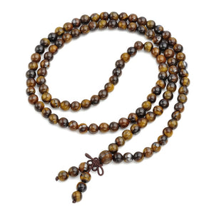 Ayliss 6/8mm 108 Beads Natural Tiger eye Stone Strand Bracelets Bangles or Necklace for Men Women Gift