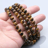 Ayliss 6/8mm 108 Beads Natural Tiger eye Stone Strand Bracelets Bangles or Necklace for Men Women Gift