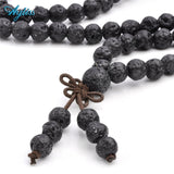 Ayliss Hot Trendy Lava Stone 6mm/8mm 108 beads Bracelets Healing Balance Reiki Buddha Prayer Bracelet for Men Women Jewelry