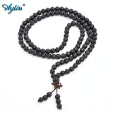 Ayliss Hot Trendy Lava Stone 6mm/8mm 108 beads Bracelets Healing Balance Reiki Buddha Prayer Bracelet for Men Women Jewelry