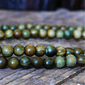 Buddhist 8mm 108 Natural Green Sandalwood Prayer Malas Bracelets Fragrant Wooden Verawood Beads Necklace Free Shipping