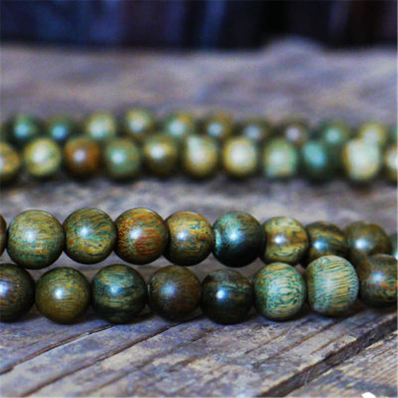 Buddhist 8mm 108 Natural Green Sandalwood Prayer Malas Bracelets Fragrant Wooden Verawood Beads Necklace Free Shipping
