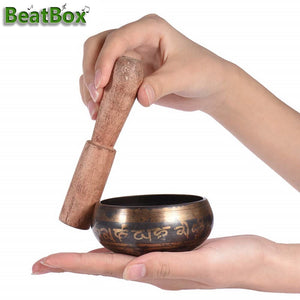 Handmade Tibetan Bell Metal Singing Bowl with Striker for Buddhism Buddhist Meditation & Healing Relaxation