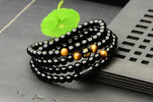 Black 108 Prayer Beads Tiger Eye Stone Bracelet Necklace Crystal Strand Mala Rosary Buddhist Buddha Lover Lucky Amulet Jewelry