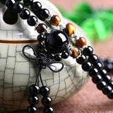 Black Color Tiger Eye Bracelet 108 Crystal Prayer Bead Mala Bracelet/Necklace Tibet Buddhist Buddha Meditation Bracelet