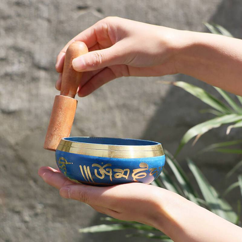Buddha Sound Bowl Nepal Style Decorative Dharma Pattern Bowl Singing Bowl Mat Set Meditation Instruments Temple Home Decoration