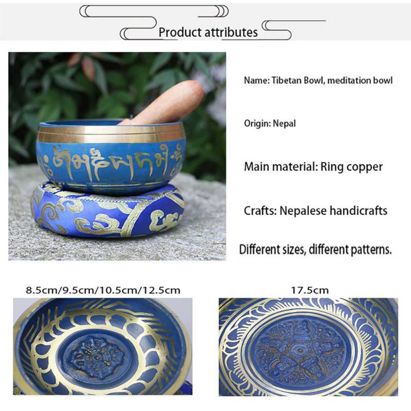 Buddha Sound Bowl Nepal Style Decorative Dharma Pattern Bowl Singing Bowl Mat Set Meditation Instruments Temple Home Decoration