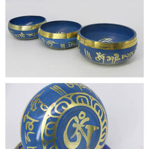 Buddha Sound Bowl Nepal Style Decorative Dharma Pattern Bowl Singing Bowl Mat Set Meditation Instruments Temple Home Decoration