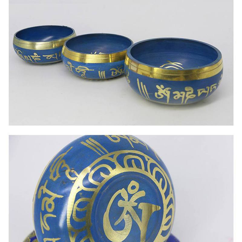 Buddha Sound Bowl Nepal Style Decorative Dharma Pattern Bowl Singing Bowl Mat Set Meditation Instruments Temple Home Decoration