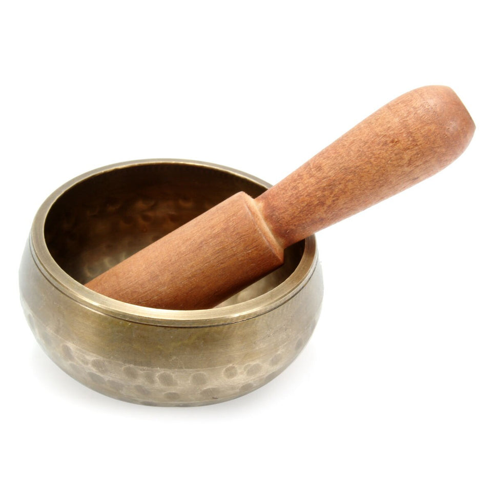 Buddhism Brass Yoga Tibetan Alms Singing Bowl Wooden Hand Hammered Chakra Buddhist Meditation Home Decoration Ornaments