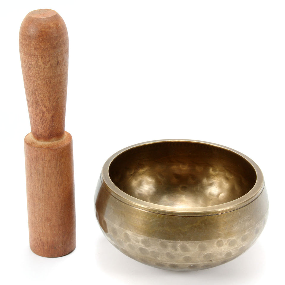 Buddhism Brass Yoga Tibetan Alms Singing Bowl Wooden Hand Hammered Chakra Buddhist Meditation Home Decoration Ornaments