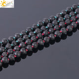 CSJA Natural Lava Rock Necklace 108 Mala Bead 6mm Knotted Long Tassel Necklaces Buddhist Vajra Bodhi Bohemian Style Jewelry F373