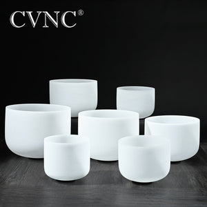 CVNC 6''-12'' Note CDEFGAB set of  7PCS Chakra  Frosted Quartz Crystal Singing Bowl